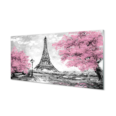 Glass print Paris spring tree