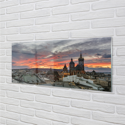 Glass print Sunset panorama krakow