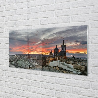 Glass print Sunset panorama krakow