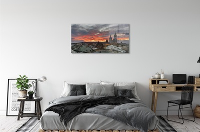 Glass print Sunset panorama krakow