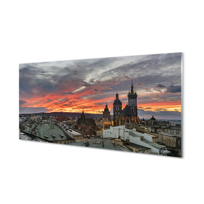 Glass print Sunset panorama krakow