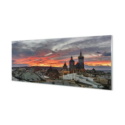 Glass print Sunset panorama krakow