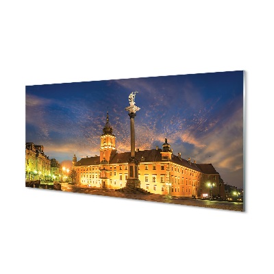 Glass print Warsaw old town sunset