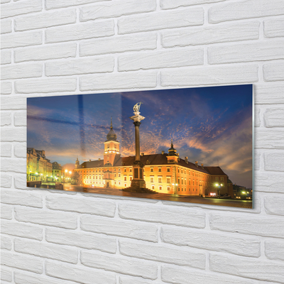 Glass print Warsaw old town sunset