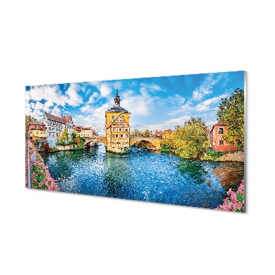 Glass print Germany old bridges of the river in the city