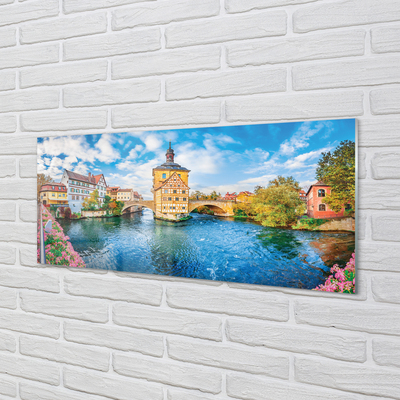 Glass print Germany old bridges of the river in the city