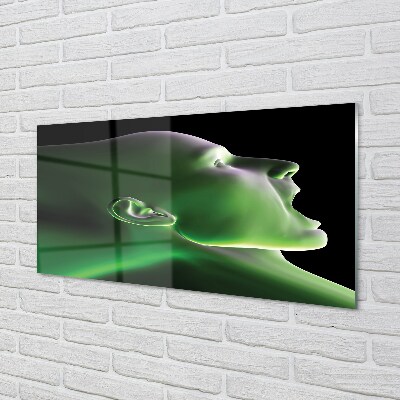 Glass print The green light head man