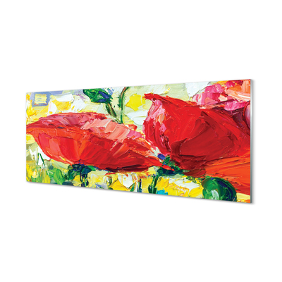 Glass print Red flowers