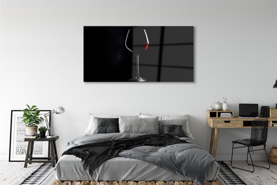 Glass print Black background with a glass of wine