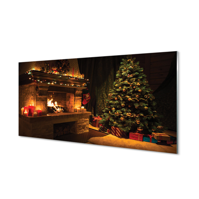 Glass print Christmas decorations fireplace gifts