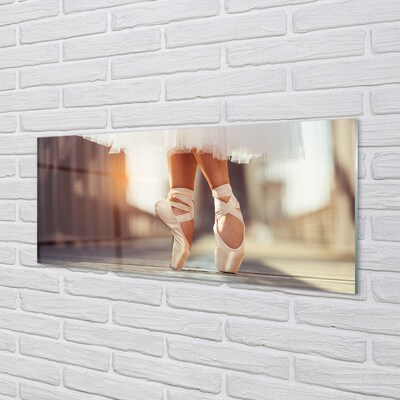 Glass print White ballet shoes woman's legs