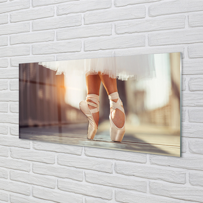 Glass print White ballet shoes woman's legs