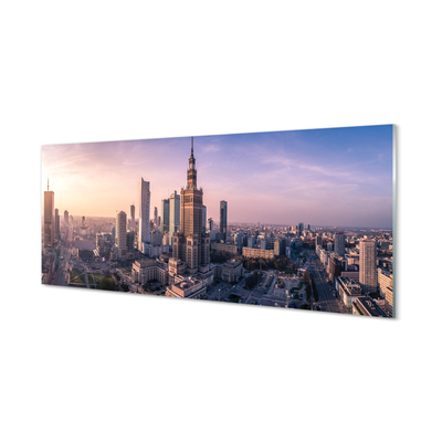 Glass print Sunrise panorama of warsaw