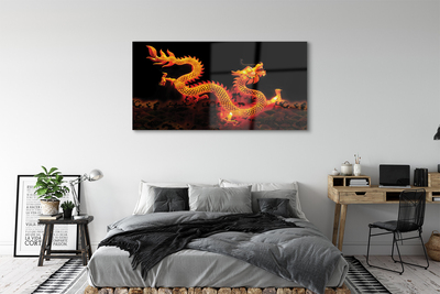 Glass print Golden dragon