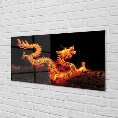 Glass print Golden dragon