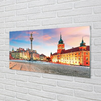 Glass print Sunrise warsaw old town