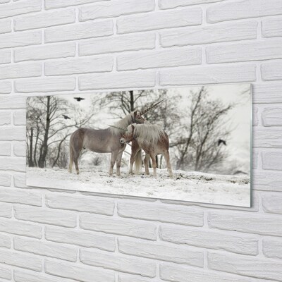 Glass print Unicorns winter forest