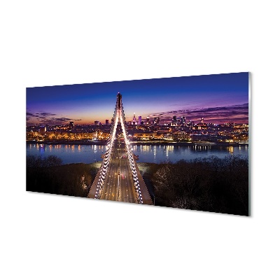 Glass print Bridge panoramic river warsaw
