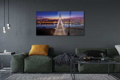 Glass print Bridge panoramic river warsaw