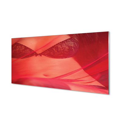 Glass print Woman in red tulle