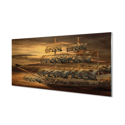 Glass print Sea of ​​clouds ships