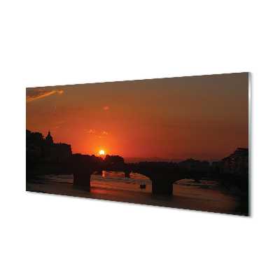 Glass print Italy sunset river sun