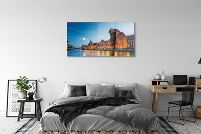 Glass print River gdansk old town night