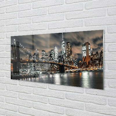 Glass print Night view bridge