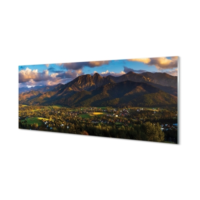 Glass print Sunset mountain sun