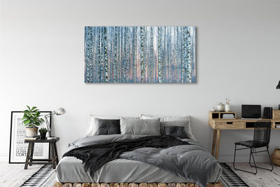 Glass print Sunset the birch forest