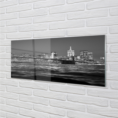 Glass print Panorama of the river bridge