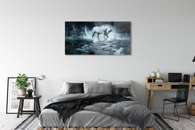 Glass print Forest unicorn moon