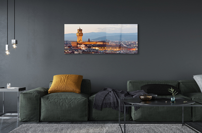 Glass print Panorama sunset castle italy