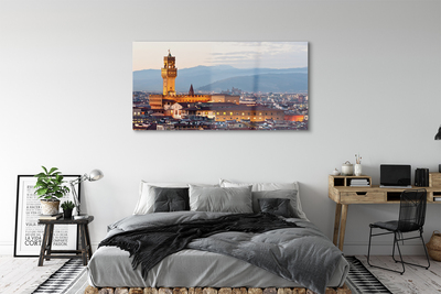 Glass print Panorama sunset castle italy