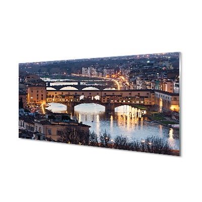 Glass print Italy river night bridges