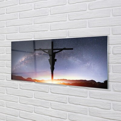 Glass print Jesus crucified sky