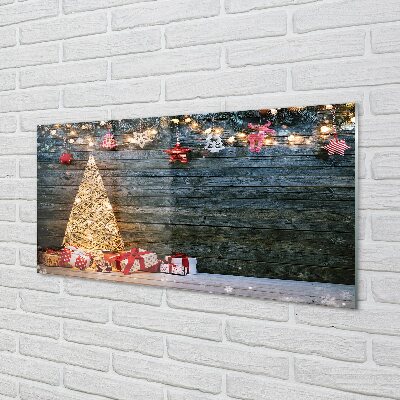 Glass print Christmas tree decorations card
