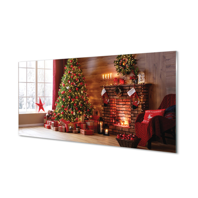 Glass print Fireplace decoration gifts christmas tree
