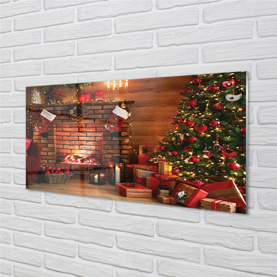 Glass print Fireplace decoration gifts christmas tree
