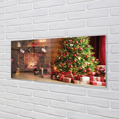 Glass print Gifts christmas lights fireplace