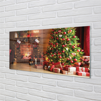 Glass print Gifts christmas lights fireplace