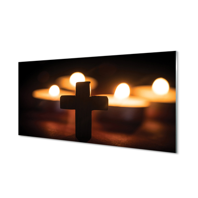 Glass print Cross of candles