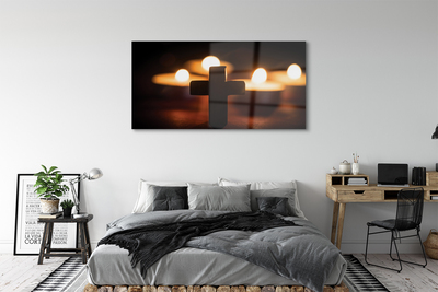 Glass print Cross of candles