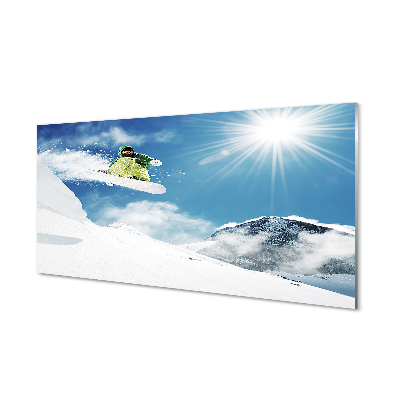 Glass print Man mountain snowboarding