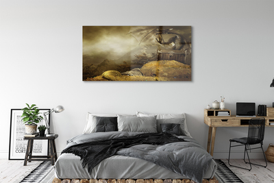 Glass print Cloud dragon mountain gold