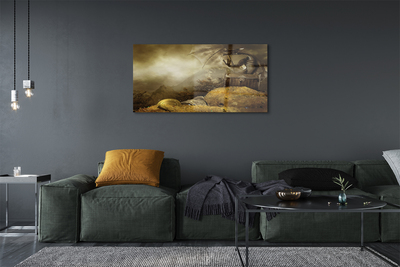 Glass print Cloud dragon mountain gold