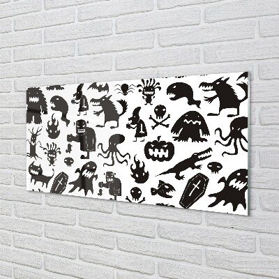 Glass print White background black creatures
