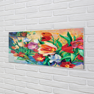 Glass print Flowers