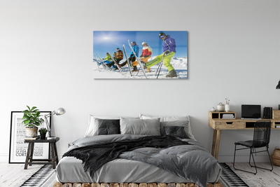 Glass print Skiers winter in the mountains