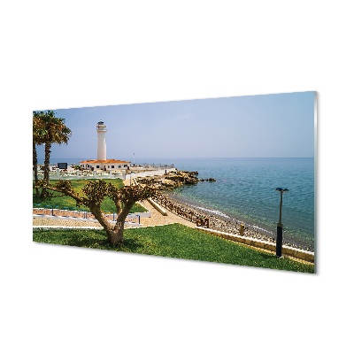 Glass print Spain lighthouse coast